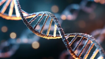 DNA helix rotating in abstract scientific background - Powered by Adobe