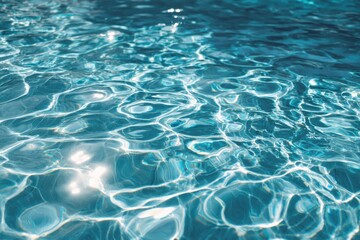 Obraz premium Top view of clear blue water ripples swimming pool surface texture.