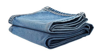 Folded Blue Denim Jeans Isolated on White Background