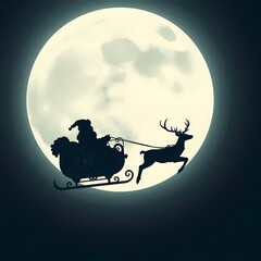 Minimal Santa sleigh silhouette in night sky