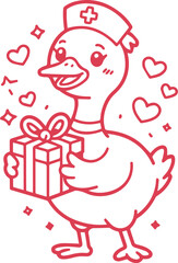 Obraz premium Valentine Nurse Goose SVG