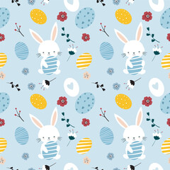 seamless pattern with easter rabbits