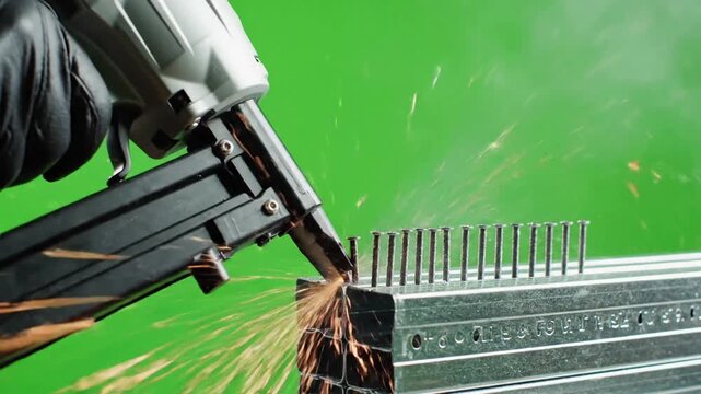 Drill nailing through wood with nail gun nailing studs on effect videos Mission Cordless Power Tools style featuring power tools,