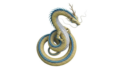 Fototapeta premium Isolated Chinese dragon coiling around, with traditional scales and flowing whiskers artwork
