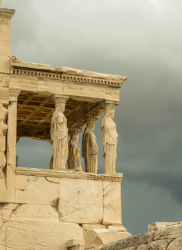 Ancient Greek architecture with iconic statues