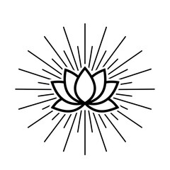 Obraz premium Lotus with sunburst effect silhouette vector illustration