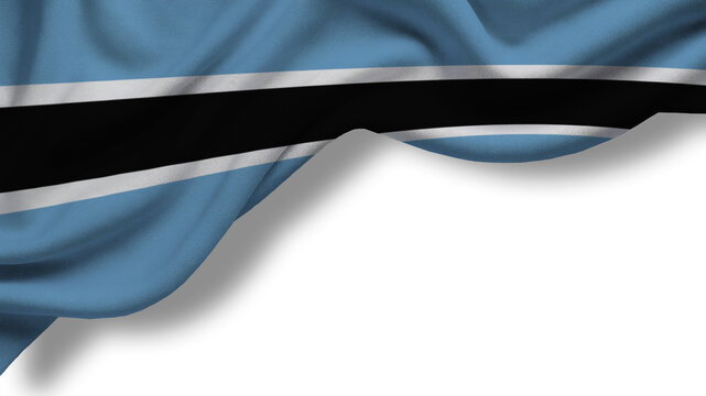 A Botswanian blue flag displays a black stripe. The fabric billows as if caught in wind. This flag symbolizes support for a cause or remembrance.