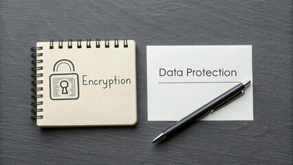 Encryption and Data Protection Concept on a Desk