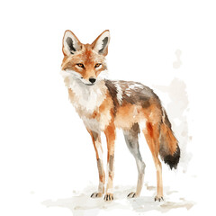 A_Watercolor_style_painting_of_a_golden_jackal_on_a_white_A Hand-painted style, vectorized, vector set available in EPS An Elegant watercolor painting design