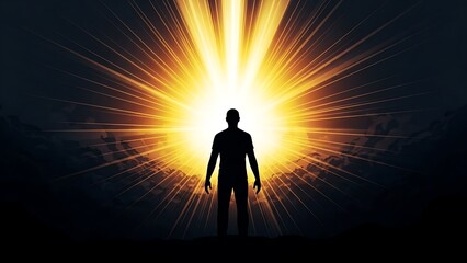 Obraz premium Man Standing in Front of Bright Light.