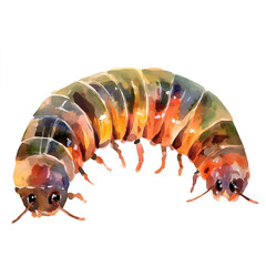 A_Watercolor_style_painting_of_a_grub_worm_on_a_white_A Hand-painted style, vectorized, vector set available in EPS An Elegant watercolor painting design