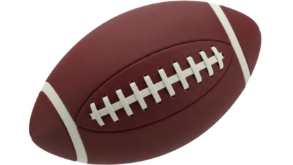 Isolated American football showing front laces in a sports gear still life composition