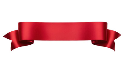 Isolated elegant crimson red satin ribbon banner for celebration, gift, or decoration
