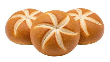 Isolated kaiser rolls, delicious bread, traditional Austrian pastry for breakfast or snack