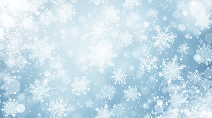 Fairy tale-style background with snowflakes light blue color vector illustration flat design white space center simple white backdrop high resolution quality detail sharpness focus definition
