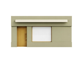 Isolated shop facade with closed door and blank window display for business exterior