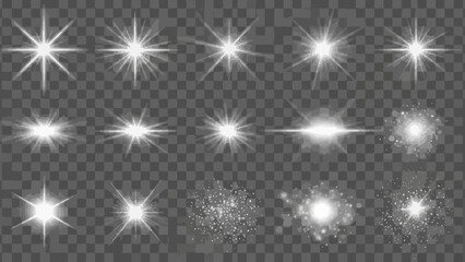 Collection of radiant starbursts