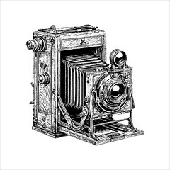 Vintage bellows camera illustration