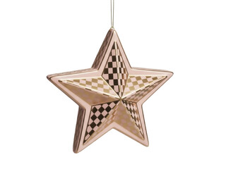 Isolated Gold Star Ornament with Checkered Texture for the Christmas Tree Festive Season