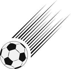 Soccer ball, football icon, football ball in flight isolated on white background. Vector cartoon illustration, poster, postcard. Vector