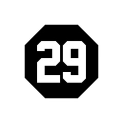 Obraz premium Negative space badge number twenty nine silhouette vector illustration