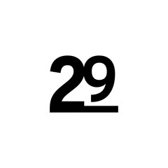 Counterbalanced number twenty nine silhouette vector illustration