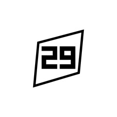 Asymmetrical honor badge number twenty nine silhouette vector illustration