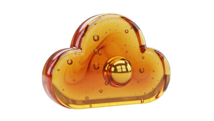 Isolated Candy Cloud Design, Stylish Honey, Glass-Like, Elegant Shape, Shiny Caramel