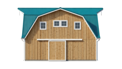 Isolated wooden barn with blue roof, farm building, simple architecture, country, outdoors