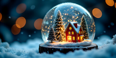 christmas lantern in snow