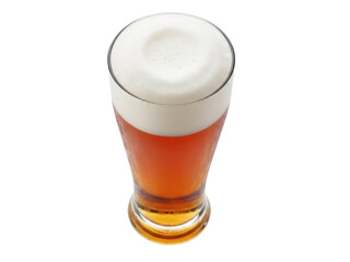 Isolated glass of unfiltered beer, craft beer with head, traditional beer festival ale lager