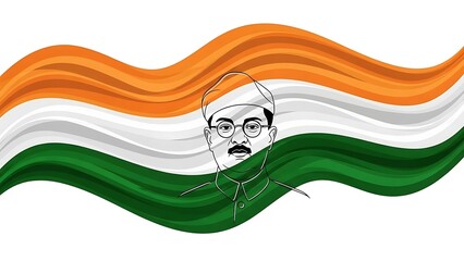 Indian Flag with Mahatma Gandhi Portrait.