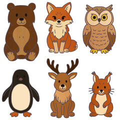 Adorable Animal Friends Collection: Bear, Fox, Owl, Penguin, Deer, Squirrel - Vector, SVG, PNG
Cute Forest & Winter Animal Clipart for School & Kindergarten - SVG, PNG, Vector
Educational Animal Ill