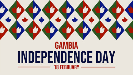Modern Gambia Independence Day banner featuring subtle national colors on a crisp white layout