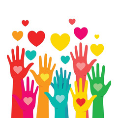 Hearts and hands unity symbol