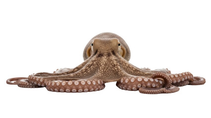 Isolated Common Octopus with Brown Skin Texture and Arms Facing Forward to Surface Level © Claudia