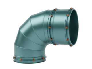 Isolated metal duct elbow part for ventilation system or construction industry fitting project