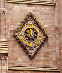 Trinity Church clock face showing twelve o'clock in Manhattan