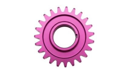 Isolated Purple Gear with Teeth and Center Hole, Mechanical Component, Machine Part