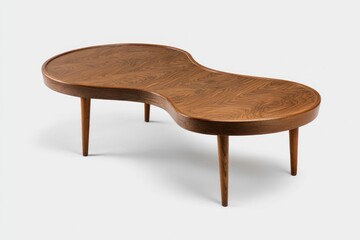 Unique Wooden Piano Shaped Coffee Table with Four Legs and Curved Design Elements