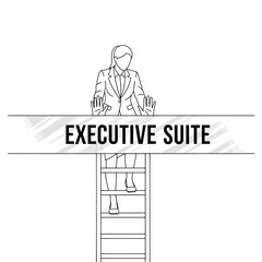 The Glass Ceiling: Businesswoman Blocked from Executive Suite by Invisible Barrier