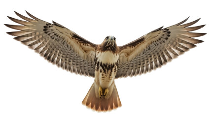 Isolated red-tailed hawk soaring and hunting, magnificent avian predator in full wingspan