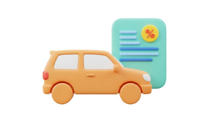 Isolated auto loan deal offering interest rates with car, contract to buy vehicle asset