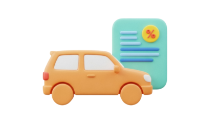 Isolated auto loan deal offering interest rates with car, contract to buy vehicle asset