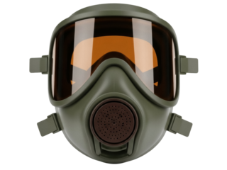 Isolated gas mask, chemical defense, or industrial safety mask, protects against airborne hazards