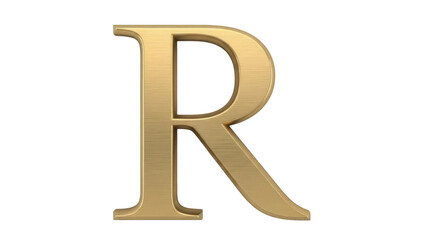 Isolated gold uppercase letter R for designs, lettering, and visual communication needs