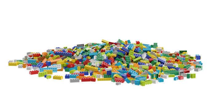 Constructor set pile isolated transparent background photo realistic 3d rendering PNG with alpha channel
