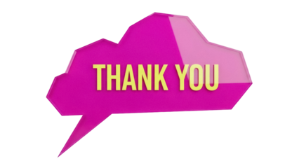 Isolated pink word balloon conveying gratitude, saying thank you; digital display, message
