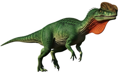 Isolated Dilophosaurus Dinosaur walking, a bipedal theropod genus living during the Early Jurassic