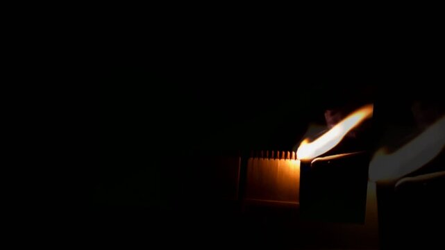 A number of matches ignited from one another